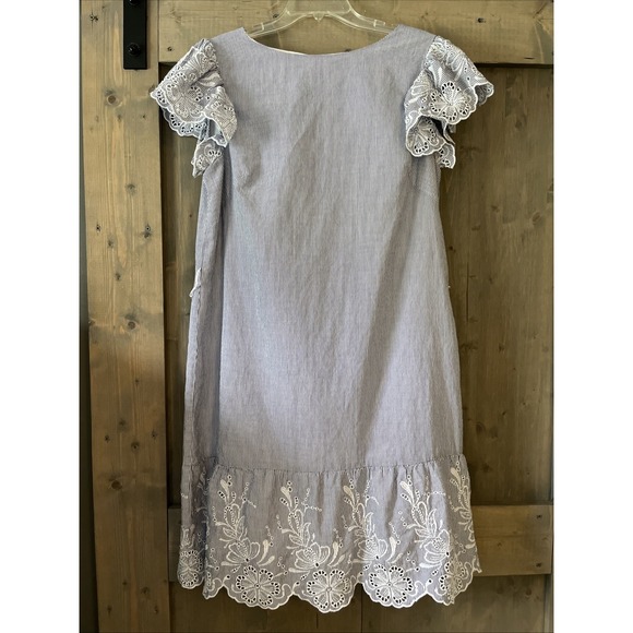 Lauren Ralph Lauren Dresses & Skirts - Ralph Lauren Dress Women's Size 12 Blue White Stripe Flutter Sleeve Eyelet Lined